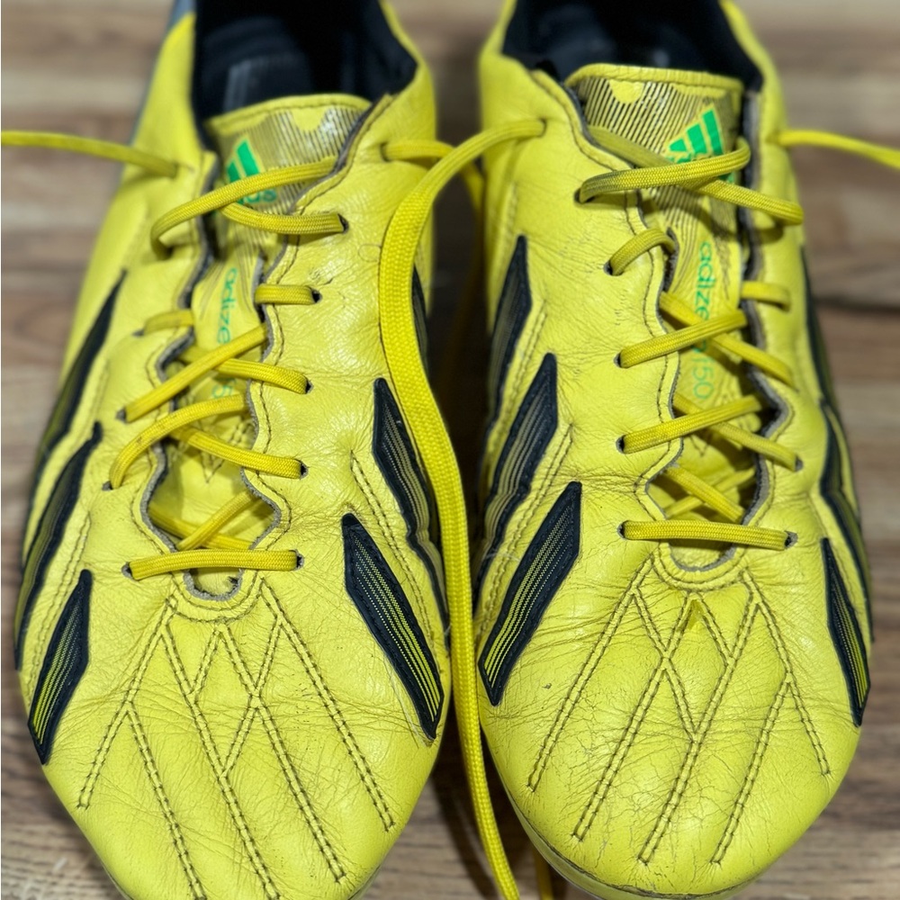 Adidas Leather Adisero F50 TRX HG Yellow Soccer Cleats US 8 - Authentic